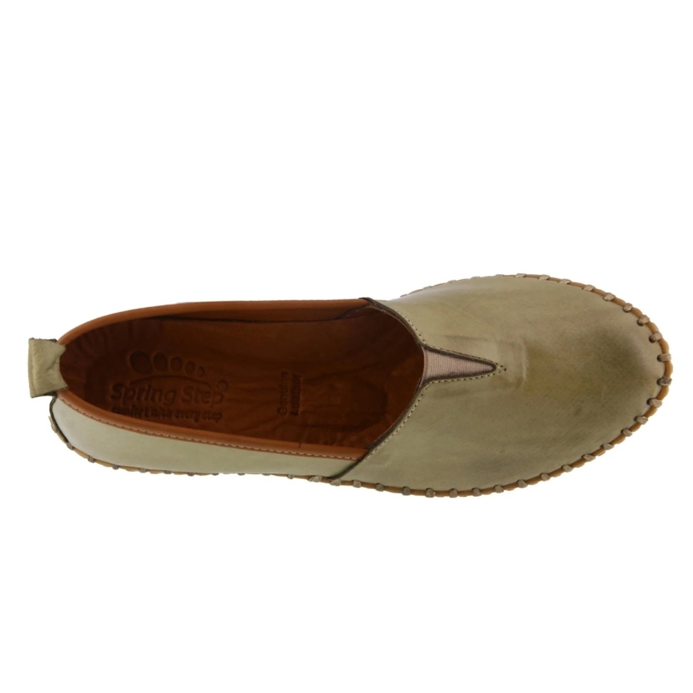 Spring Step Tispea NWT Women's Comfort Leather Wedges Olive Green Loafers Sz 39 - Picture 3 of 16